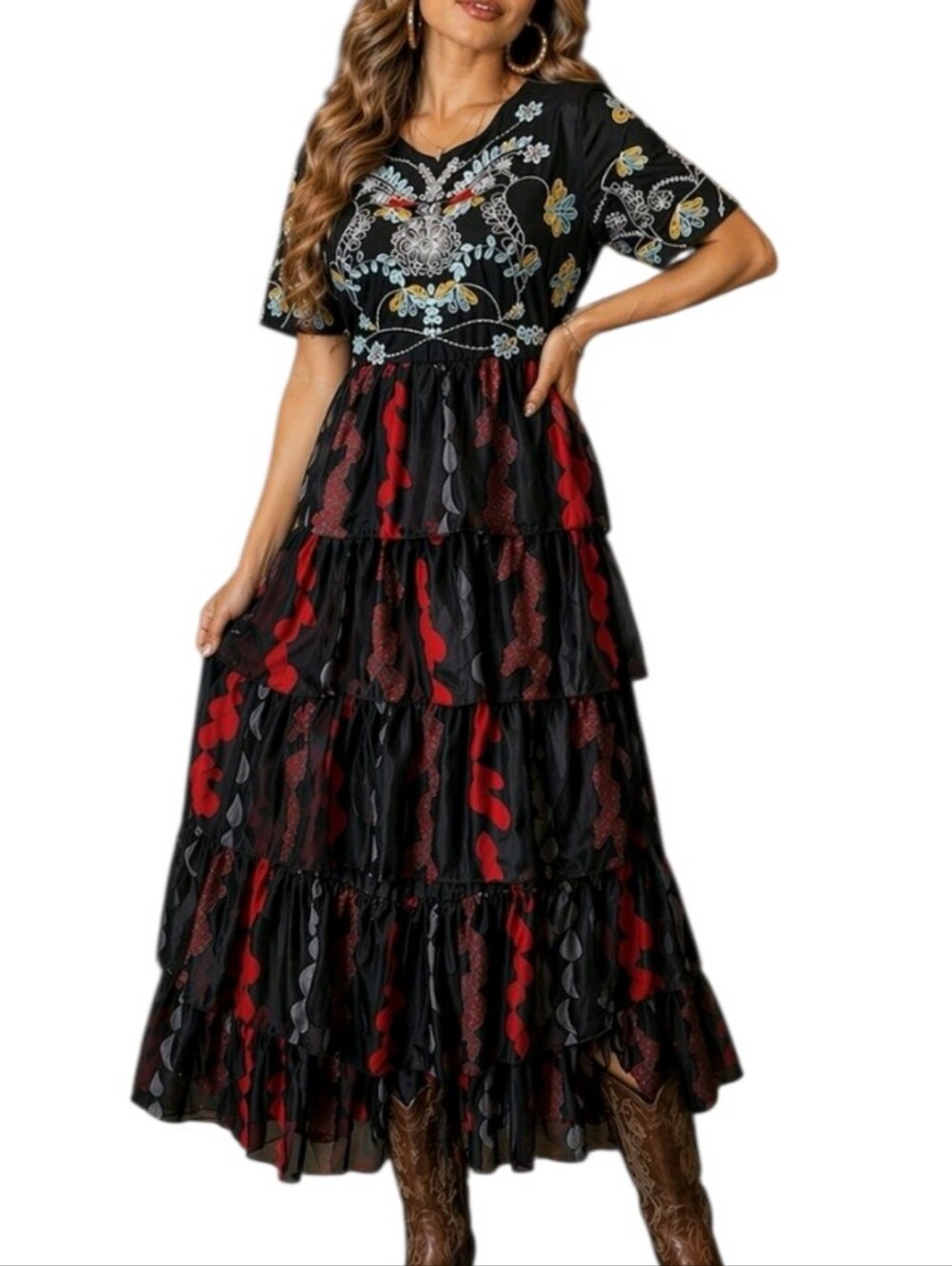 L'Atiste by Amy "Dia De Los Muerdos" long ruffle dress - S.       Y37